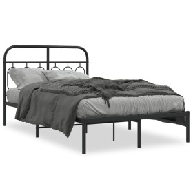 Bed frame with black metal headboard 120x200 cm by , Beds and slatted bases - Ref: Foro24-377115, Price: 109,13 €, Discount: %