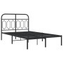 Bed frame with black metal headboard 120x200 cm by , Beds and slatted bases - Ref: Foro24-377115, Price: 109,13 €, Discount: %