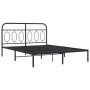 Bed frame with black metal headboard 140x190 cm by , Beds and slatted bases - Ref: Foro24-377117, Price: 112,55 €, Discount: %