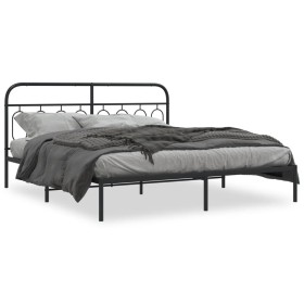 Bed frame with black metal headboard 183x213 cm by , Beds and slatted bases - Ref: Foro24-377122, Price: 124,99 €, Discount: %