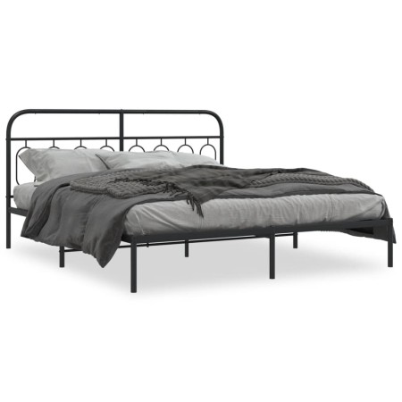 Estructura de cama con cabecero metal negro 183x213 cm de , Camas y somieres - Ref: Foro24-377122, Precio: 124,99 €, Descuent...