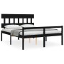 Cama matrimonio personas mayores cabecero madera maciza negro de vidaXL, Camas y somieres - Ref: Foro24-3195425, Precio: 157,...