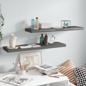 Floating wall shelves 2 units MDF glossy gray 90x23.5x3.8 cm by vidaXL, Shelves and shelves - Ref: Foro24-323797, Price: 39,5...