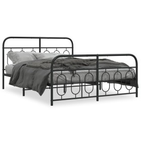 Bed frame with black metal headboard and footboard 140x200 cm by , Beds and slatted bases - Ref: Foro24-377136, Price: 133,66...