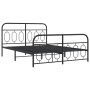 Bed frame with black metal headboard and footboard 140x200 cm by , Beds and slatted bases - Ref: Foro24-377136, Price: 132,92...