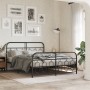 Bed frame with black metal headboard and footboard 140x200 cm by , Beds and slatted bases - Ref: Foro24-377136, Price: 132,92...