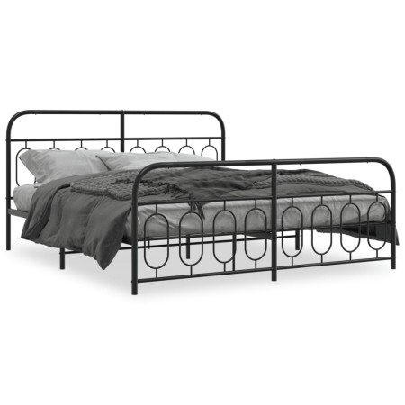 Bed frame with black metal headboard and footboard 193x203 cm by , Beds and slatted bases - Ref: Foro24-377141, Price: 149,44...