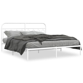 Bed frame with white metal headboard 160x200 cm by , Beds and slatted bases - Ref: Foro24-377169, Price: 118,99 €, Discount: %