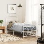 Metal bed frame with white headboard and footboard 75x190 cm by , Beds and slatted bases - Ref: Foro24-377174, Price: 79,52 €...