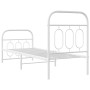 Metal bed frame with white headboard and footboard 75x190 cm by , Beds and slatted bases - Ref: Foro24-377174, Price: 79,52 €...