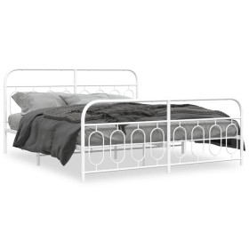 Metal bed frame with white headboard and footboard 180x200 cm by , Beds and slatted bases - Ref: Foro24-377188, Price: 147,05...