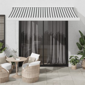 Retractable awning made of aluminum and anthracite gray and white fabric, measuring 3x2.5 meters. by , Awnings - Ref: Foro24-...