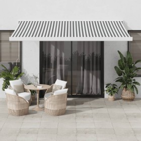 Retractable aluminum awning with anthracite gray and white fabric, 4x3 m. by , Awnings - Ref: Foro24-3216135, Price: 1,00 €, ...