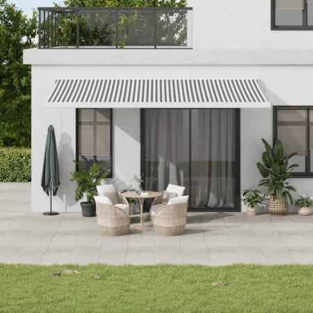 Toldo retráctil aluminio y tela gris antracita y blanco 5x3 m de , Toldos - Ref: Foro24-3216137, Precio: 789,80 €, Descuento: %