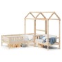 Solid pine wood bed set and bench with roof 90x200 cm by , Beds and slatted bases - Ref: Foro24-3282174, Price: 304,99 €, Dis...