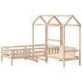 Solid pine wood bed set and bench with roof 90x200 cm by , Beds and slatted bases - Ref: Foro24-3282174, Price: 304,99 €, Dis...