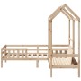 Solid pine wood bed set and bench with roof 90x200 cm by , Beds and slatted bases - Ref: Foro24-3282174, Price: 304,99 €, Dis...