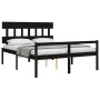 Cama matrimonio personas mayores cabecero madera maciza negro de vidaXL, Camas y somieres - Ref: Foro24-3195425, Precio: 157,...