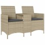 2-seater garden sofa with table and light gray PE rattan cushions by , Outdoor sofas - Ref: Foro24-4003889, Price: 138,71 €, ...