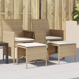 Garden sofa for 2 people with table and beige PE rattan stools by , Outdoor sofas - Ref: Foro24-4003894, Price: 187,77 €, Dis...