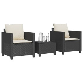 Small table and chairs with 3 black synthetic rattan cushions. by , Garden sets - Ref: Foro24-4003896, Price: 226,15 €, Disco...