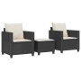 Small table and chairs with 3 black synthetic rattan cushions. by , Garden sets - Ref: Foro24-4003896, Price: 226,15 €, Disco...