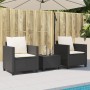 Small table and chairs with 3 black synthetic rattan cushions. by , Garden sets - Ref: Foro24-4003896, Price: 226,15 €, Disco...