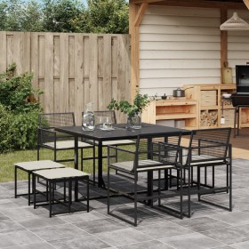 9-teiliges Garten-Esszimmerset und Kissen synthetisches Rattan schwarz von , Gartensets - Ref: Foro24-3295028, Preis: 497,99 ...