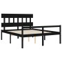 Cama matrimonio personas mayores cabecero madera maciza negro de vidaXL, Camas y somieres - Ref: Foro24-3195425, Precio: 157,...