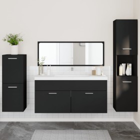 4-piece black plywood bathroom furniture set by , Bathroom furniture - Ref: Foro24-3308522, Price: 164,26 €, Discount: %