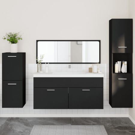 4-piece black plywood bathroom furniture set by , Bathroom furniture - Ref: Foro24-3308522, Price: 164,26 €, Discount: %