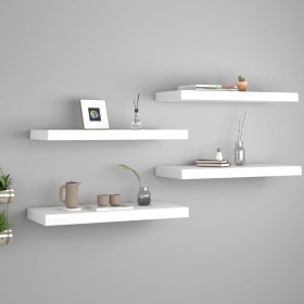 Floating wall shelf 4 units white MDF 60x23.5x3.8 cm by vidaXL, Shelves and shelves - Ref: Foro24-323813, Price: 48,62 €, Dis...