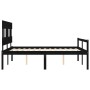 Cama matrimonio personas mayores cabecero madera maciza negro de vidaXL, Camas y somieres - Ref: Foro24-3195425, Precio: 157,...