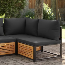 Garden sofa without armrests with solid acacia wood cushions by , Modular outdoor sofas - Ref: Foro24-367639, Price: 130,95 €...