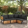 Garden sofa without armrests with solid acacia wood cushions by , Modular outdoor sofas - Ref: Foro24-367639, Price: 126,01 €...