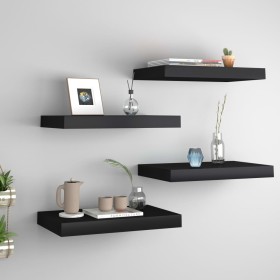 Estantes flotantes de pared 4 uds MDF negro 40x23x3,8 cm de vidaXL, Estantes y estanterías - Ref: Foro24-323828, Precio: 42,0...