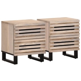 Bedside tables 2 units bleached mango wood 40x34x46 cm by , Nightstands - Ref: Foro24-377433, Price: 155,99 €, Discount: %