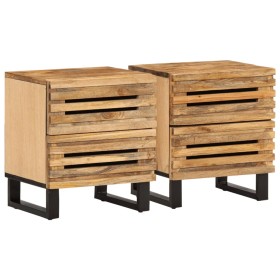 Mesitas de noche 2 uds madera maciza mango rugosa 40x34x46 cm de , Mesitas de noche - Ref: Foro24-377427, Precio: 172,99 €, D...