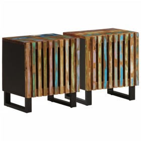 2 solid wood bedside tables made from recycled wood, measuring 40x34x46 cm each. by , Nightstands - Ref: Foro24-377425, Price...