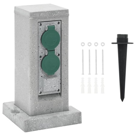 Outdoor plug with 4-way stake, gray stone appearance. by , wall sockets - Ref: Foro24-4010104, Price: 36,99 €, Discount: %