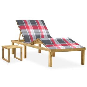 Garden lounger with table and cushion made of impregnated pine wood. by , Loungers - Ref: Foro24-3065877, Price: 134,23 €, Di...