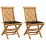 Garden chairs, 2 units, with black cushions, teak wood. by , Garden chairs - Ref: Foro24-3062467, Price: 127,75 €, Discount: %