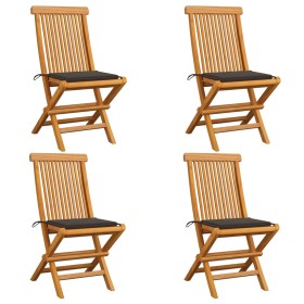 Garden chairs 4 units with taupe gray cushions teak wood by , Garden chairs - Ref: Foro24-3062576, Price: 276,88 €, Discount: %