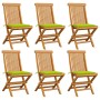 Garden chairs 6 units bright green cushions teak wood by , Garden chairs - Ref: Foro24-3065601, Price: 379,47 €, Discount: %