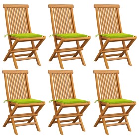 Garden chairs 6 units bright green cushions teak wood by , Garden chairs - Ref: Foro24-3065601, Price: 377,99 €, Discount: %