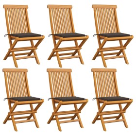 Garden chairs 6 units with taupe cushions teak wood by , Garden chairs - Ref: Foro24-3065598, Price: 395,56 €, Discount: %