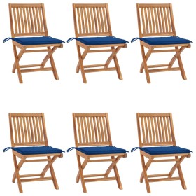 Folding garden chairs 6 pcs solid teak wood with cushions by , Garden chairs - Ref: Foro24-3072844, Price: 514,61 €, Discount: %