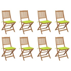 Folding garden chairs 8 units and solid acacia wood cushions by , Garden chairs - Ref: Foro24-3075124, Price: 379,99 €, Disco...