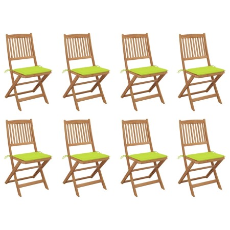 Folding garden chairs 8 units and solid acacia wood cushions by , Garden chairs - Ref: Foro24-3075124, Price: 397,09 €, Disco...