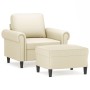 Sillón con taburete cuero sintético color crema 60 cm de , Sofás - Ref: Foro24-3201201, Precio: 219,94 €, Descuento: %